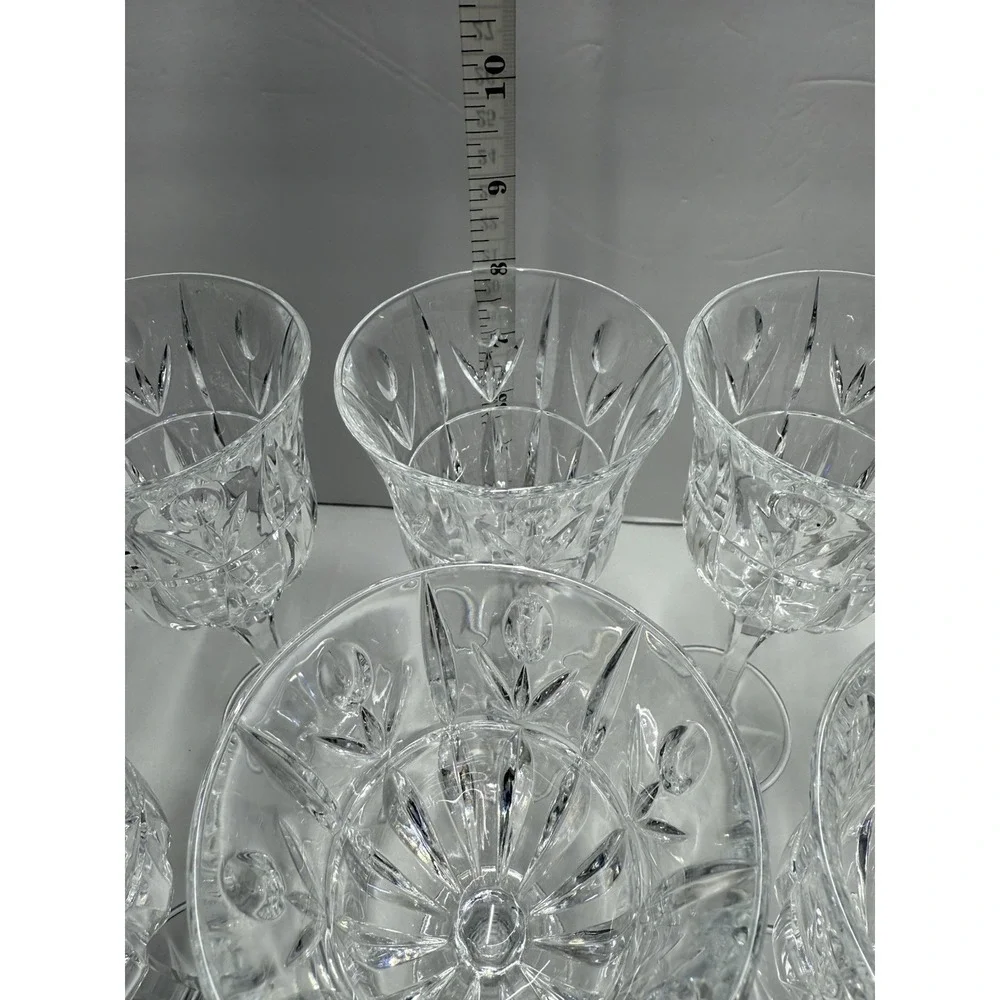 Block Crystal Tulip Garden Set of 8 Vintage Cut 24% Lead Crystal Goblets